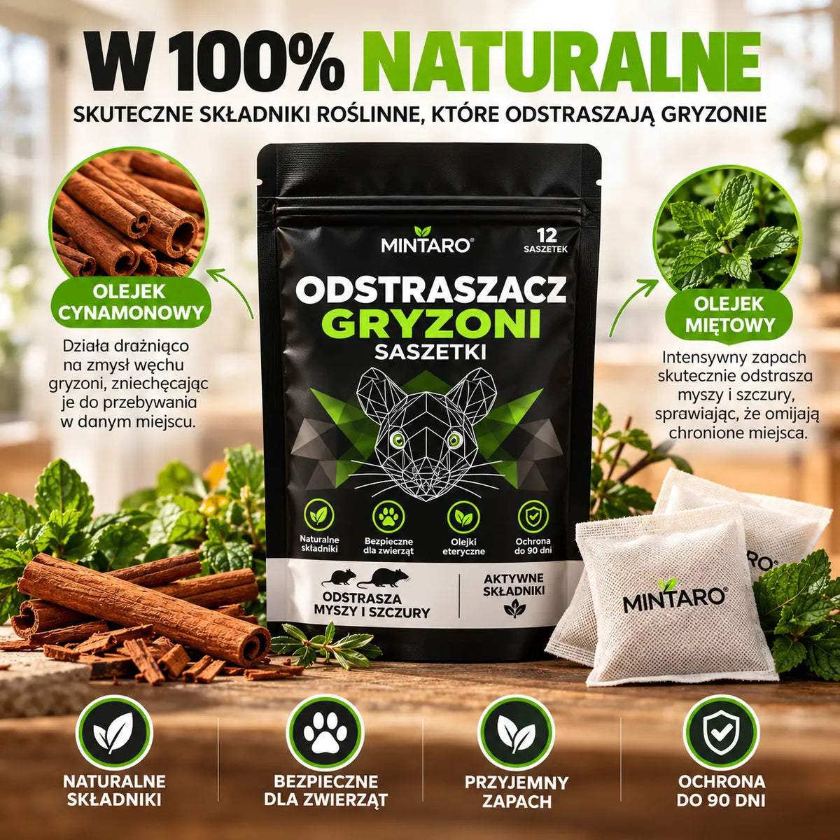 Mintaro - Naturalne saszetki na odstraszanie myszy