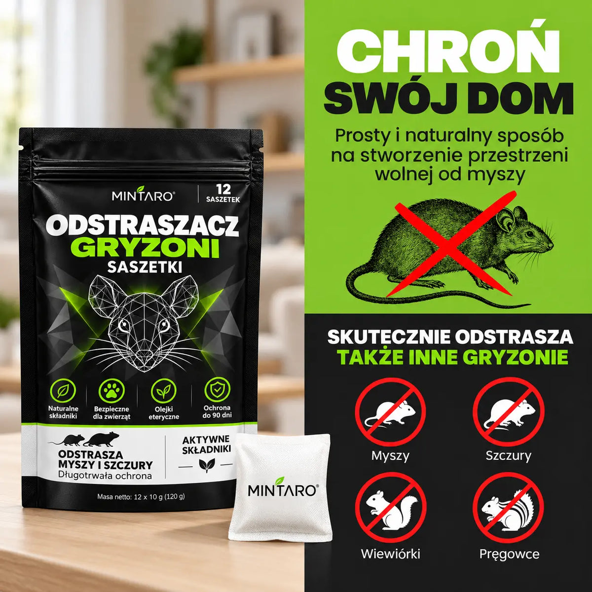 Mintaro - Naturalne saszetki na odstraszanie myszy